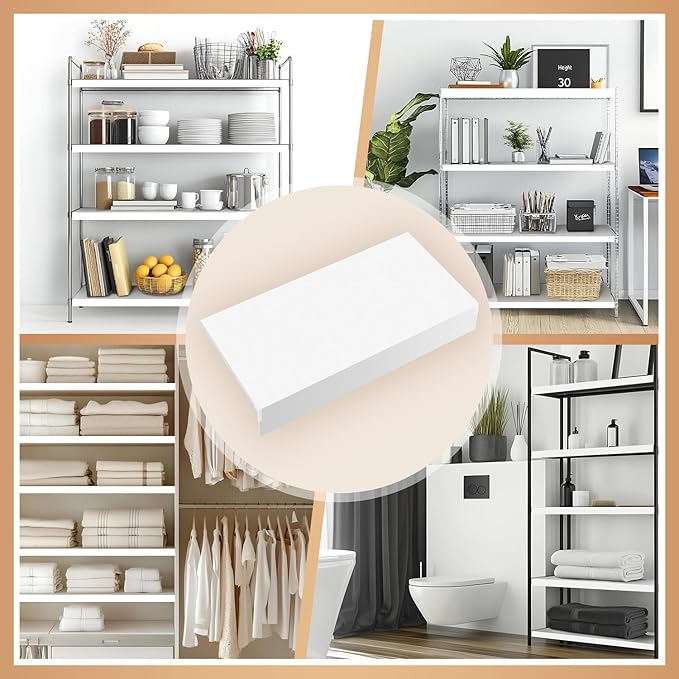 5 Pcs Wire Rack Covers 30x16x2.5 inch PVC Pantry Shelf Cover 0.31 inch Thick Removable Closet Wire Rack Shelf Covers,Decoration Kitchen Bathroom Office Shelving (Light Luxury White,30x16x2.5inch)