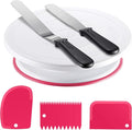 Kootek Cake Decorating Kit Baking Supplies Set Cake Turntable with 2 Frosting Straight Angled Spatula 3 Icing Smoother Scrapers Baking Accessories Tools for Beginners and Pros, Pink
