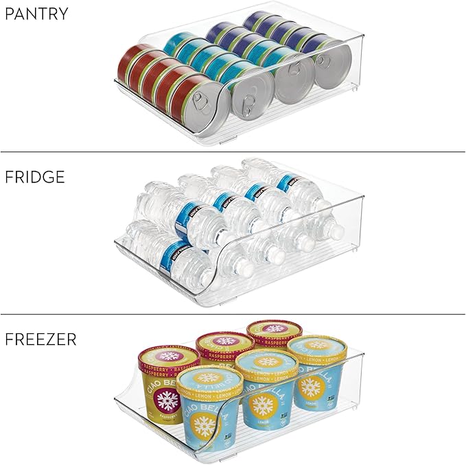 iDesign Water Bottle Organizer for Fridge or Pantry - Clear - Made in USA