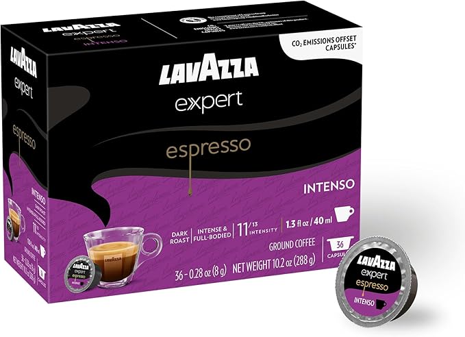 Lavazza Expert Espresso Intenso Capsules, Dark Roast, Arabica and Robusta Blend, Compatible with Lavazza Classy Machines (36 Capsules)