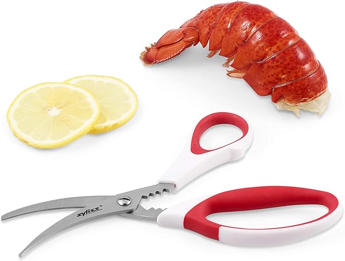 Zyliss Serrated Seafood Scissor & Shell Cracker – Heavy-Duty Dual-Use Tool for Lobster, Crab & Shellfish – Built-In Cracker Channel – Soft Touch Handle – Dishwasher Safe – 5-Year Guarantee