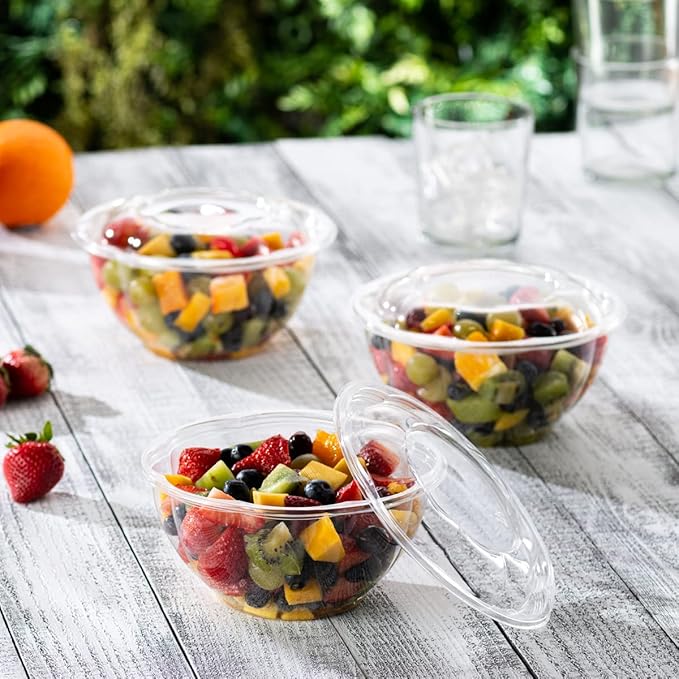 Comfy Package [32 oz. - 50 Count] Clear Plastic Salad Bowls with Lids, Disposable Salad Containers for Lunch - Perfect for Takeout, Salads, and Meal Prep