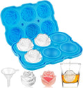 Ice Cube Tray, Mikiwon 2 inch Rose Ice Cube Trays With Covers, 6 Cavity Silicone Rose Ice Ball Maker, Easy Release Large Ice Cube Form for Chilled Cocktails, Whiskey, Bourbon & Homemade Juice (Blue)