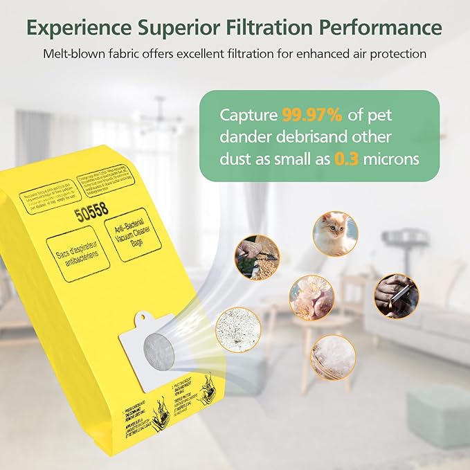 10 Pack Kenmore Canister Vacuum Cleaner Bags Compatible With Type C/Q 5055, 50555, 50557, 50558 and Type C-5, C-18, 53292, 200, 400, 600, 700, 800 Series