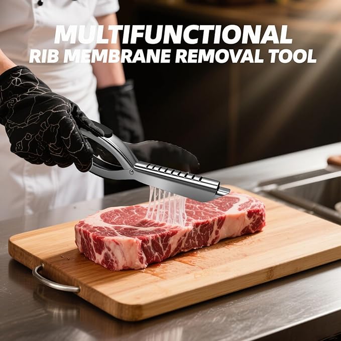 Rib Membrane Remover Tool – Premium Stainless Steel Deveiner for Ribs – Effortless Silver Skin Removal – Perfect for BBQ, Butchers & Home Chefs – Easy to Clean & Durable(2 PCS)