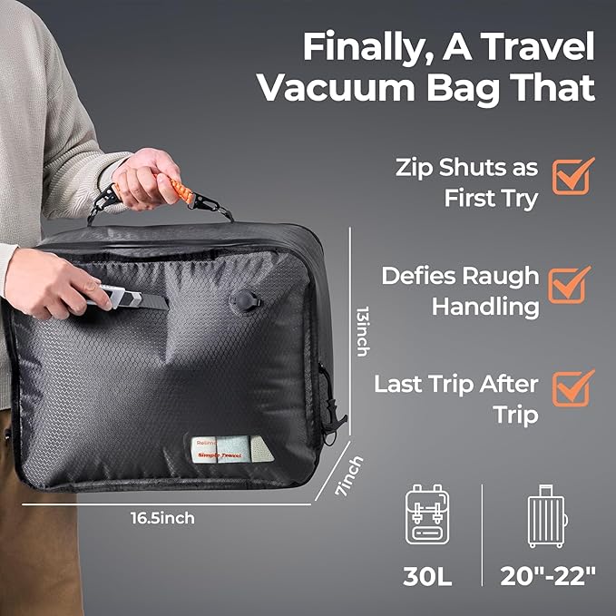 Apex Series Vacuum Bags for Travel Luggage with Wireless Pump, 180° Open, Reusable Compression Bags for Carry On Suitcases and Backpack, Vacuum Seal Packing Cube for Cloth (2Medium+Pump)