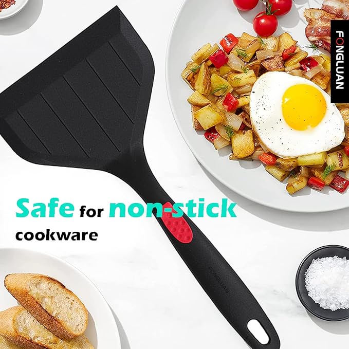 Silicone Wide Turner/Spatula Kitchen Spatulas Nonstick Cookware for Cooking & Serving Heat-Resistant BPA Free Cooking Utensils