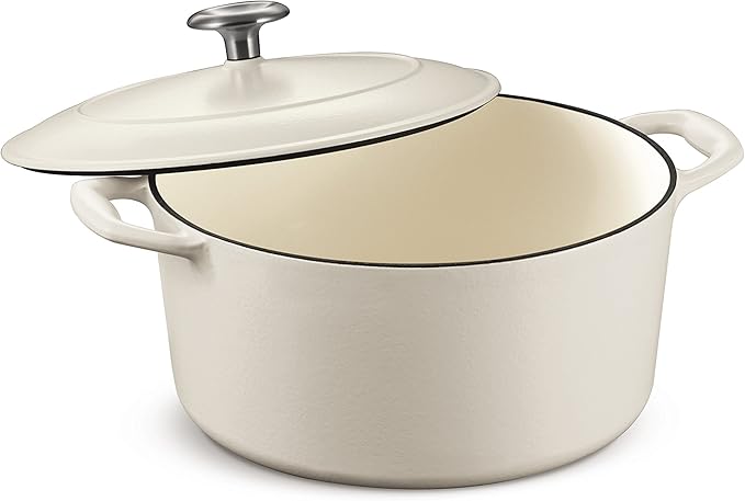 Tramontina Bestow Enameled Cast Iron Dutch Oven Pot with Lid, Round 5.5-quart, Matte White