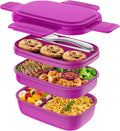 Modern Adult Lunch Box, Stackable Lunch Containers, Minimalist Design Bento Box with Utensil Set - Leak-Proof for Dining Out, Work, School, Picnic