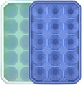 Ice Cube Trays with Silicone Lid, 15 Grid Diamond Shaped Ice Tray Easy Release Stackable Ice Cube Mold, 2 Pack (Grey Blue+Green)