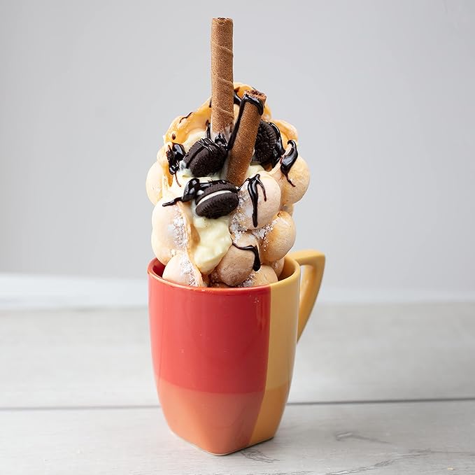 Bubble Waffle Maker- Electric Nonstick Hong Kong Egg Waffler Iron Griddle w Ready Indicator Light- Ready in under 5 Mins w Recipe Guide- Homemade DIY Ice Cream Cones- Special Breakfast, Dessert Gift