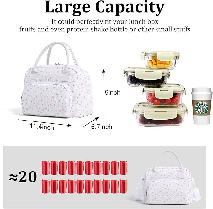 MEXS Insulated Lunch Bag for Women Men Large Reusable Lunch Box Adult Leakproof Portable Cooler Tote Bags for Work Picnic