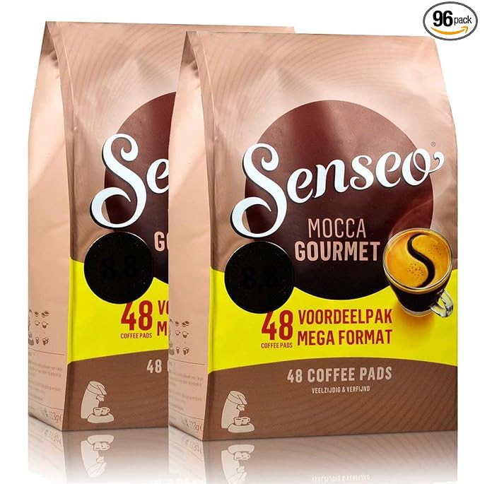 Senseo Mocca Gourmet Light Roast Coffee Pods – 96 Count (2 Packs) – Silky & Smooth Flavor with Rich Crema – Single-Serve Coffee Pads Compatible with Senseo & PeleCom Machines – Imported from the Netherlands