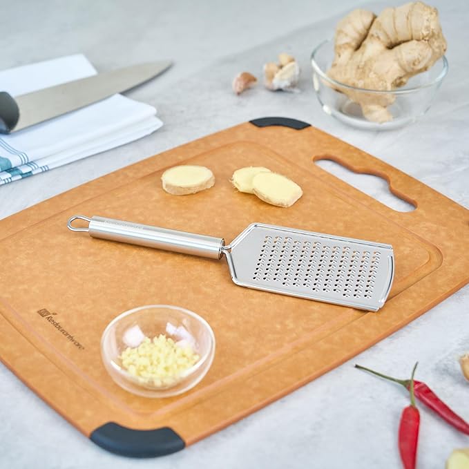 Restaurantware-German Standard Fine Handheld Grater, 1 Flat Cheese Grater - Dishwashable, Durable, Stainless Steel, With Handle, Suitable For Chocolate, Nutmeg, Garlic, Lemon, And, More