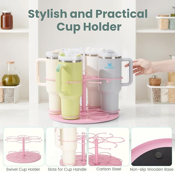 Upgraded Water Bottle Organizer for Stanley 40 oz/30 oz/20 oz,Rotating Stanley Cup Organizer Holder,Tumbler Holder Organizer, Easy to Install Kitchen Organizers and Storage for Stanley Cup Accessories