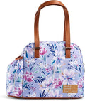 Fit & Fresh Lunch Bag For Women, Insulated Womens Lunch Bag For Work, Leakproof & Stain-Resistant Large Lunch Box For Women With Bottle Pocket, Long Straps, Zipper Closure Laketown Bag Floral Lilac