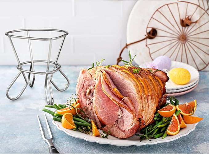 HIC Kitchen Roasting Wire Spiral Ham Roasting Rack, Chrome-Plated Steel, For Baking And Carving Ham Up To 10-Pounds