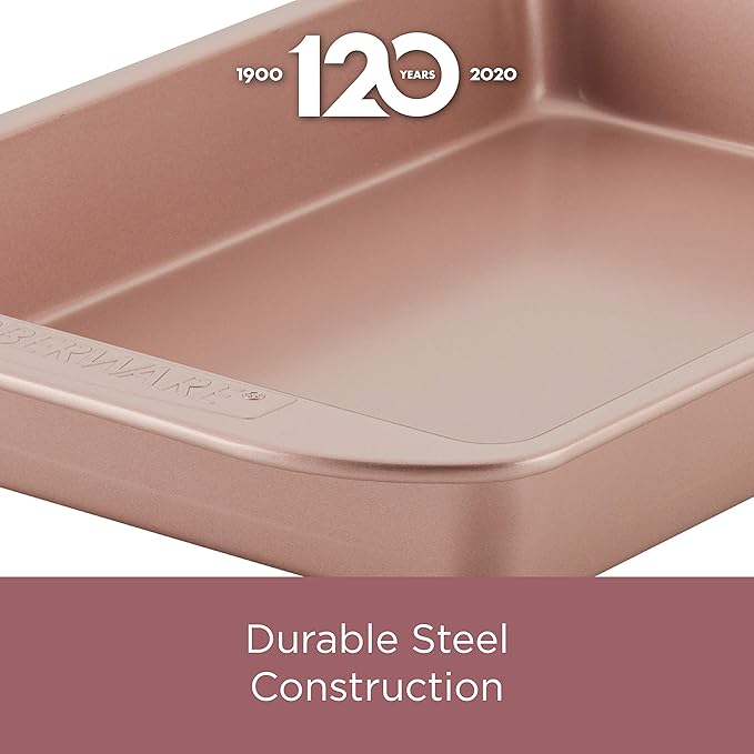 Farberware Nonstick Bakeware, Nonstick Cookie Sheet / Baking Sheet - 11 Inch x 17 Inch, Rose Gold Red