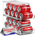 Sorbus Soda Can Organizer for Refrigerator - Stackable Holder Dispenser With Lid for Fridge, Pantry, Freezer - Holds 9 Cans Each, BPA-Free, Clear Design, Drink Organizer (2-Pack)