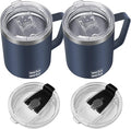 WETOWETO 14 oz Coffee Mug, Vacuum Insulated Camping Mug with Lid, Double Wall Stainless Steel Travel Tumbler Cup, Coffee Mugs Outdoor, Powder Coated Navy Blue Set of 2