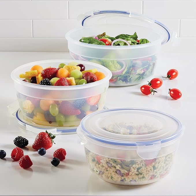 LocknLock Easy Essentials Food Storage lids/Airtight containers/Stackable, BPA Free, 6 Piece, Clear (Pack of 4)