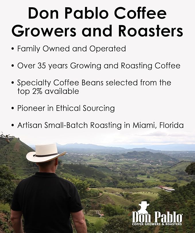 Don Pablo Signature Blend - Limited Edition Dark Roast Gourmet Coffee, 100% Arabica Whole Bean, Non-GMO, Low Acidity, 2 Pound (2 lb) Bag