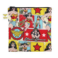 Bumkins Reusable Sandwich and Snack Bags, for Kids School Lunch and for Adults Portion, Washable Fabric, Waterproof Cloth Zip Bag, Travel Pouch, Food-Safe Storage, Large, DC Comics Wonder Woman