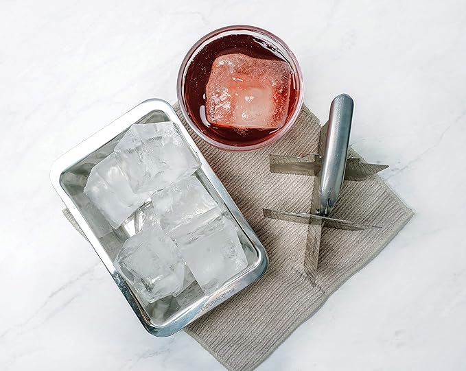 RSVP International Endurance Cocktail Collection, Retro Ice Cube Tray, Stainless Steel, Dishwasher Safe, 7.25x5x2.5"