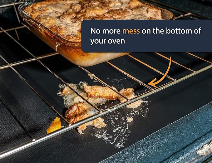 Oven Liners for Bottom of Oven - 3 Pack Large Heavy Duty Mats, 16.25”x23” Non-Stick Reusable Liner for Electric, Gas, Toasters, Grills - BPA & PFOA Free Kitchen Accessory to Keep It Clean (Black)
