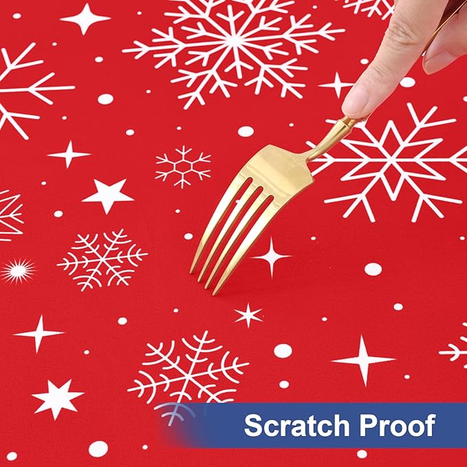 homing Rectangle Table Cloth Cover, Waterproof Polyester Elastic Fitted Tablecloth, Fits for 6 Foot Folding Tables, Washable Table Protector for Christmas, Holiday, Party (Snowflakes, 30" x 72")