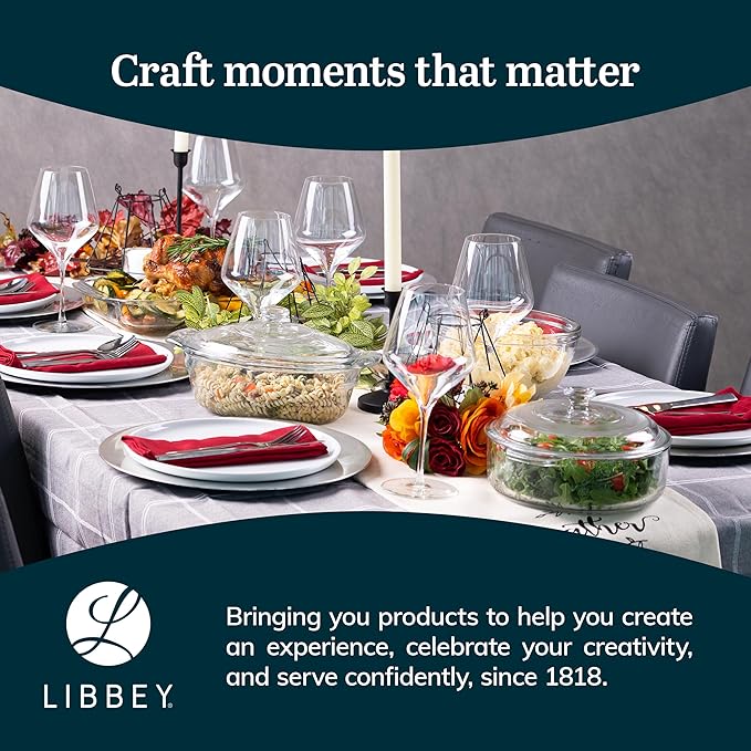 Libbey 55952 3.2-Quart Covered Casserole, 2-Pack