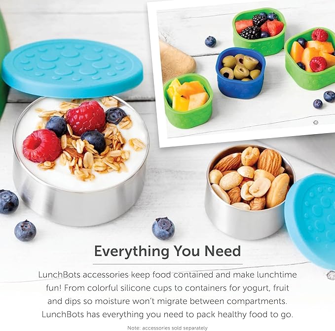 LunchBots 1.5 oz Stainless Steel Dressing Container for Condiments, Dips, Snacks, Dipping Sauce Cups with Silicone Lid, Fits in Lunch Bags and Bento Boxes – Set of 3 (Floral)