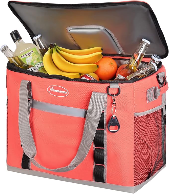 Maelstrom Collapsible Soft Cooler Bag, 24/30/60/75 Cans Beach Cooler, Ice Chest, Leakproof & Portable for Beach, Camping, Road Trips & Grocery Shopping
