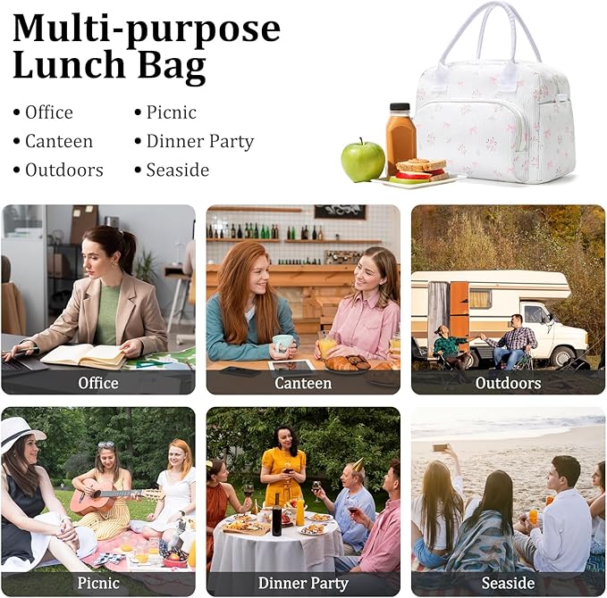 Insulated Lunch Bag for Women Men Large Reusable Lunch Box Adult Leakproof Portable Cooler Tote Bags for Work Picnic