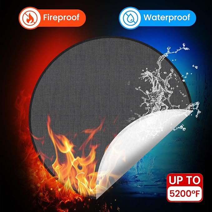 Fire Pit Mat 24'', Fireproof Mat, Deck Protector, Fire Pit Accessories, Burn Barrel, Under Grill Mat, BBQ Mat, Patio Shield, Fire Retardant Base Pad for Outdoors