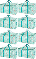 BALEINE 8-Pack Oversized Moving Bags with Reinforced Handles, Heavy-Duty Storage Tote for Clothes, Moving Supplies (Spring Stroll, 8-Pack)