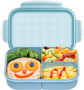 Wheat Straw Lunch Box, Leakproof Bento Box for Kids, BPA-Free Lunch Containers for Adults with 3 Compartments, Microwave Safe (Blue, Regular Size)