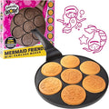 Mermaid Mini Pancake Pan - Make 7 Different Flapjack Mermaids, Nonstick Pan Cake Maker Griddle w Long Handle for Under the Sea Fun & Easy Cleanup, Unique Gift for Girls- Great for Breakfast or Brunch