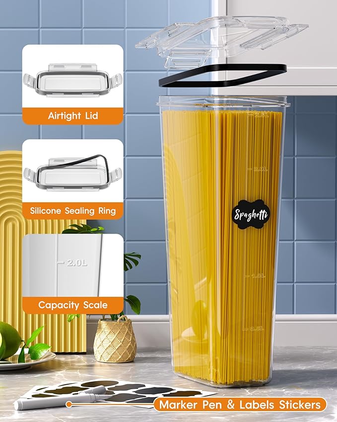 30 PCS Airtight Food Storage Containers with Lids, Kitchen Pantry Organization and Storage, BPA-Free Plastic Scale Food Canisters for Cereal, Flour, Sugar, Dry Food, Include Labels & Marker
