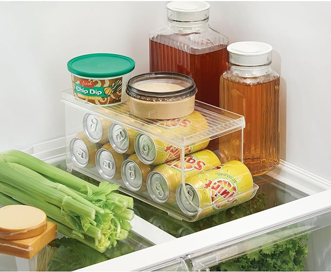 iDesign Soda Can Organizer with Lid for Pantry or Refrigerator - Set of 4 - Clear