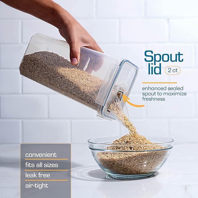 14 PCS Airtight Food Storage Containers with Lids set, BPA Free Leak-proof Kitchen and Pantry Organization Canisters for Cereal, Pasta, Dry Food, Flour Sugar, Stackable, Free Label, Marker, Scoop