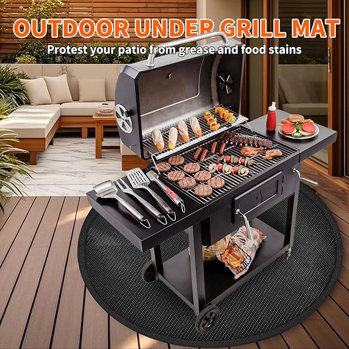 36" Round Fire Pit Mat for Solo Stove Bonfire, Fireproof Mats for Under Reusable Oil-Proof Waterproof BBQ Pad for Deck Patio Grass Outdoor Indoor Grill Solo Stove Accessories