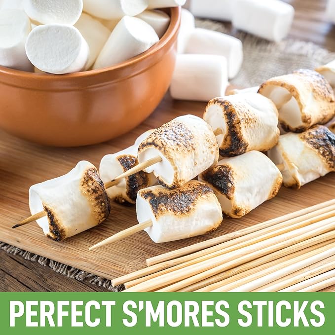 Zulay Kitchen Authentic Bamboo Marshmallow Smores Sticks - 40 Extra Long 30" Roasting Skewers - 5mm Heavy-Duty Bamboo - Ideal for Grilling & Camping