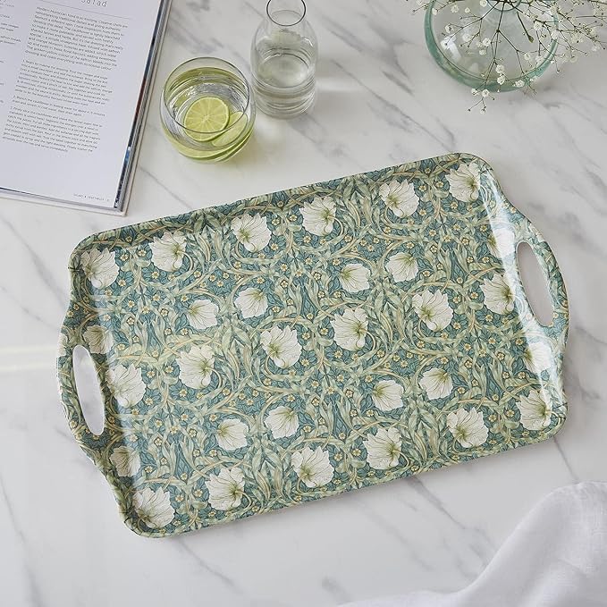 Pimpernel Morris & Co Privat Melamine Tray with Handles - Pastel Floral Serving Tray for Entertaining, Garden Dining, Afternoon Tea Display - Lightweight & Durable 19 x 12 Inch Serveware