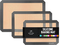 Zulay Kitchen 16.5"x11.6" 3-Pack Silicone Baking Mat Sheet - Reusable Silicone Baking Sheet - Easy & Convenient Nonstick Baking Supplies - Silicone Mats for Baking - Baking Mat For Oven - (Dark Gray)