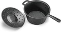 COMMERCIAL CHEF 2 Quart Cast Iron Saucepan, Dutch Oven Cast Iron Saucepan with Lid and Looped Handle, Camping Cookware & Sauce Pan for Indoor & Outdoor Recipes Black