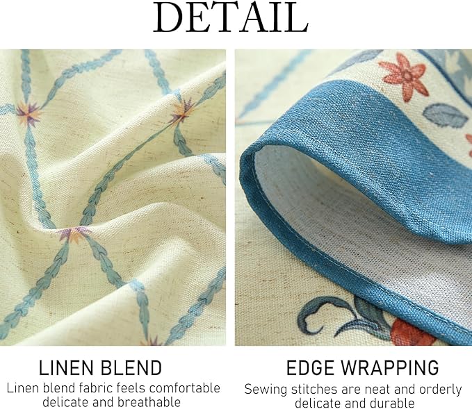 ISAENNE Designer Linen Floral Square Tablecloth,Light Green Farmhouse Durable Table Cloth,Fall Washable Decor Tablecloths for Dining Kitchen Thanksgiving Christmas,67"*67"-Floralsea B