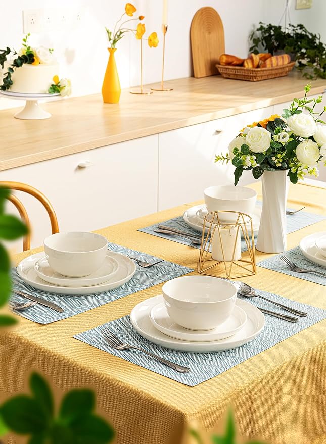 Sweese 10 Oz Porcelain Bowls Set of 6 - Versatile for Cereal, Soup, Salad, Pasta, Oatmeal - Microwave Dishwasher Safe, White