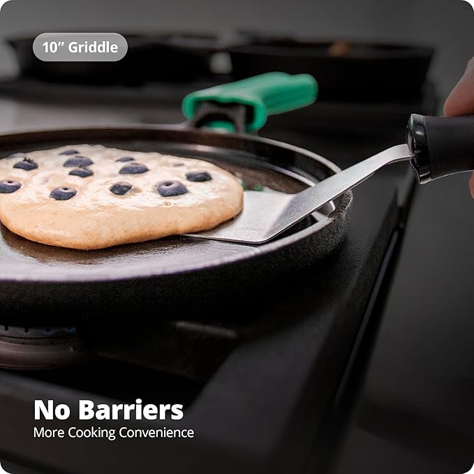 Greater Goods Cast Iron Griddle with Organically Pre-Seasoned Surface, 10-inch Stove Top Griddle Pan