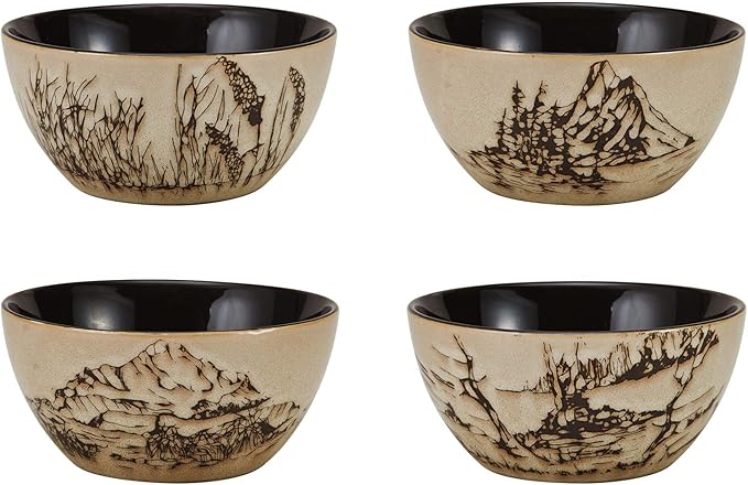 Mossy Oak Animal Print 16 Piece Dinnerware Set, Service for 4, Black and Beige